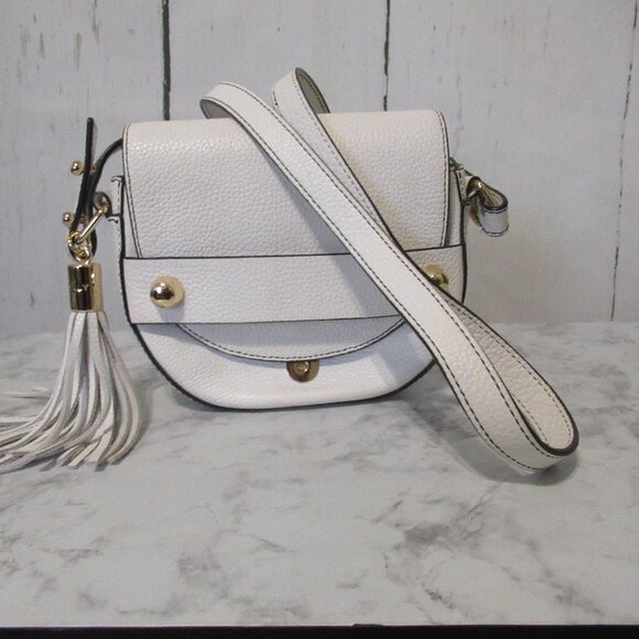 Milly Handbags - Milly White Leather Crossbody Bag Pebbled Tassel